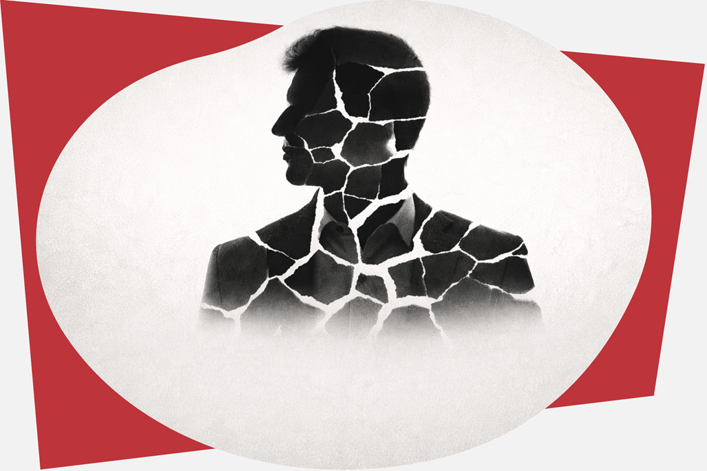 Abstract shadow of a man looking out window